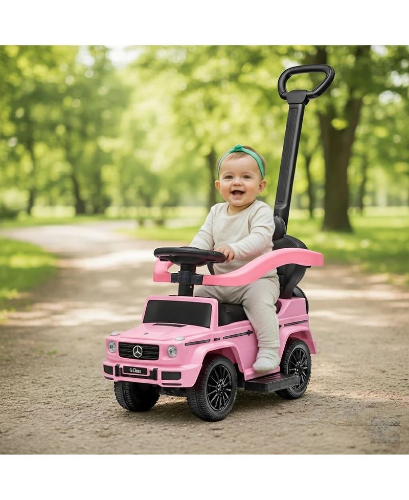 Best Ride On Cars Kids Outdoor Stroller Mercedes G-Wagon 3 in 1 Push Car, Baby Pink