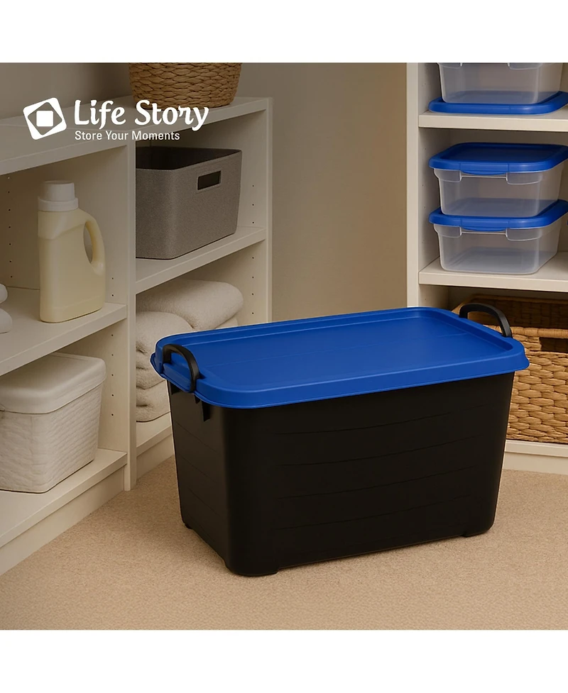Life Story 55 Quart Stackable Storage Bin, Heavy Duty Lidded Container, 6 Pack