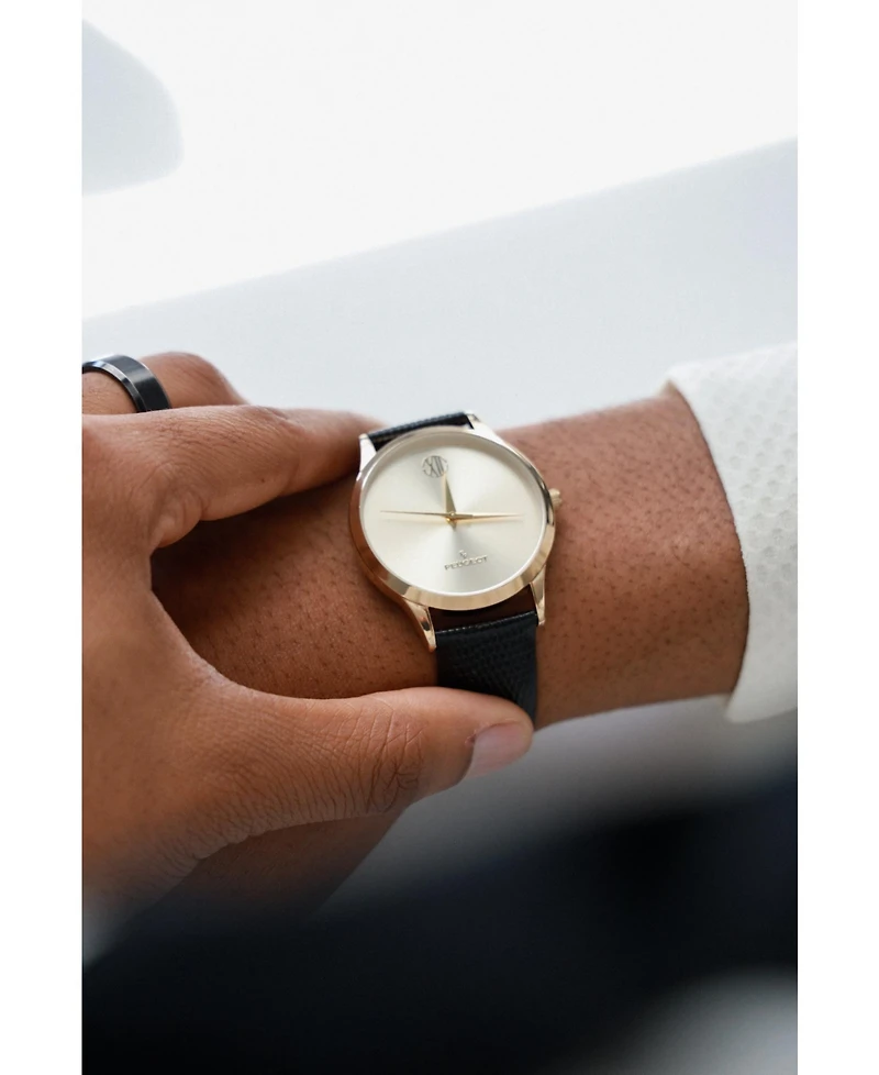 Peugeot Men's 40mm Wafer Slim Round Gold-Plated Case Watch-Champagne