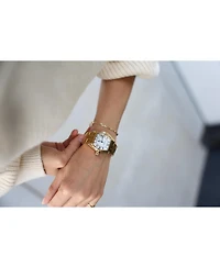 Peugeot Women's Gold Status Bracelet Watch Barrel Shape Roman Dial Gold-Tone Bracelet Strap