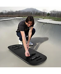 Sugift 2-in-1 Wooden Surf Balance Board Trainer with Roller Magnetic Stoppers and Storage Rack