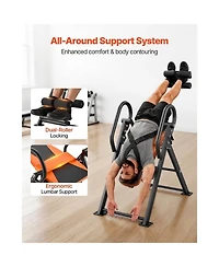 Sugift Heavy Duty Inversion Table with Dual-Roller Ankle Lock and Adjustable Tether Strap 300 Lbs