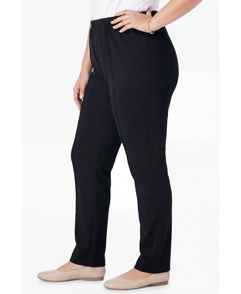 Woman Within Women's Knit Hassle-Free Pull-On Elastic-Waist Pants