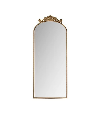 Phying 58 x 24 Inch Arched Full-Length Wall Mounted Mirror with Vintage Ornate Carved Applique Decorative Hanging Mirror