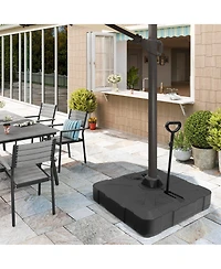 Pellebant Heavy-Duty Patio Cantilever Umbrella Base with 4-Wheels and Pull Rod Sand/Water Filled