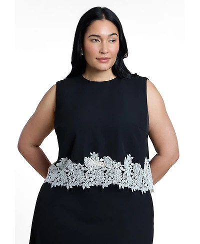 Eloquii Women's Sleeveless Lace-Trimmed Top
