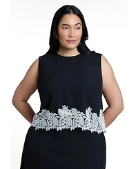 Eloquii Women's Sleeveless Lace-Trimmed Top