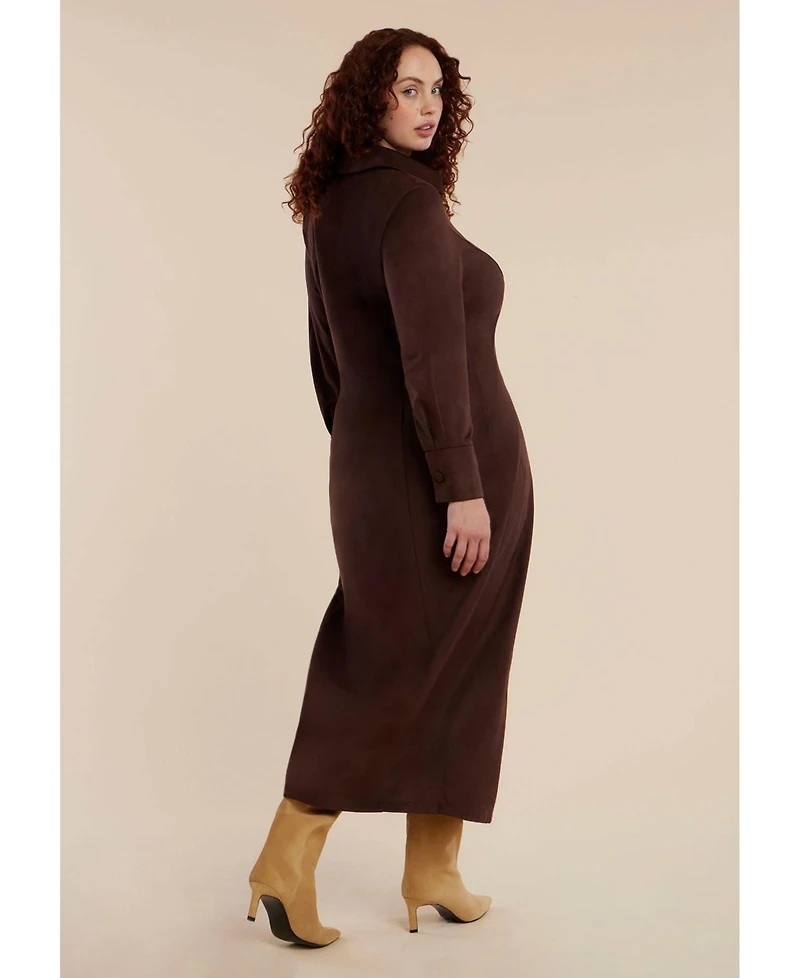 Eloquii Women's Plus Suede Shirt Dress