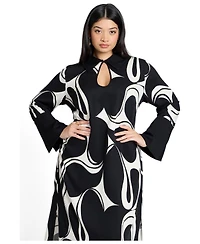 Eloquii Women's Plus Printed Collared Maxi Dress