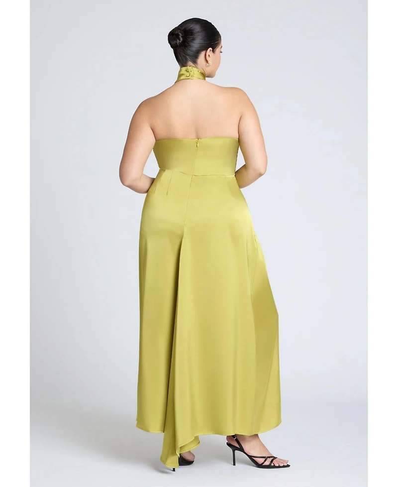 Eloquii Women's Plus Halter Neck Satin Maxi Dress