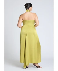Eloquii Women's Plus Halter Neck Satin Maxi Dress