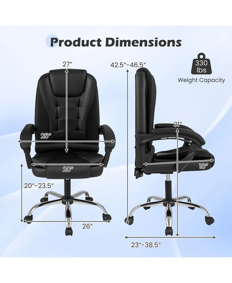 Gymax Executive Chair High Back Office with Linkage Armrests Adjustable Height