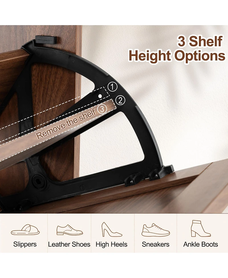 Gymax Narrow Shoe Cabinet w/2 Flip Drawers Adjustable and Removable Shelves for Entryway