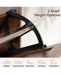 Gymax Narrow Shoe Cabinet w/2 Flip Drawers Adjustable and Removable Shelves for Entryway