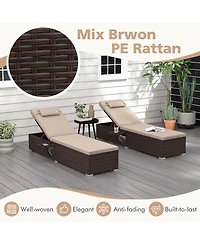 Gymax Patio Chaise Lounge w/ 6-level Backrest Comfy Seat Cushion and Headrest Backyard