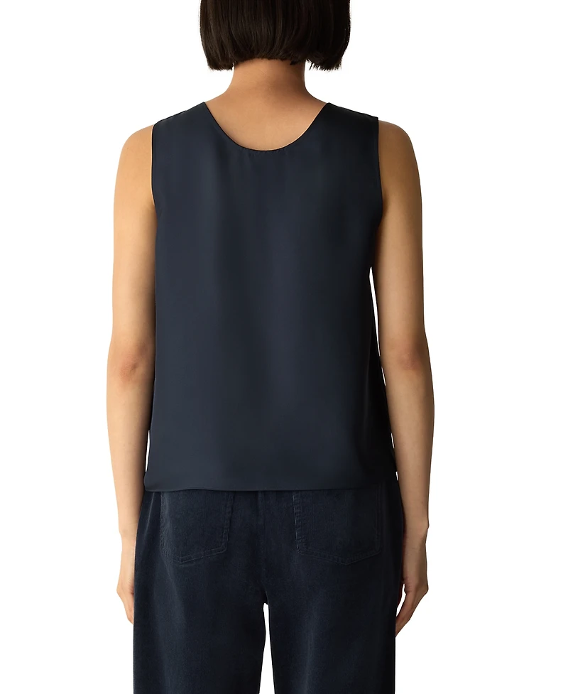 Eileen Fisher Women's Curved V-Neck Silk Shell