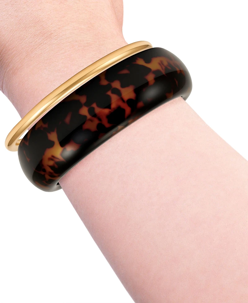Guess Gold-Tone Tortoise Hinged Bangle, 2-Piece Set