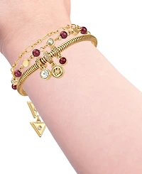 Guess Gold-Tone Imitation Pearl & Crystal Trio Bracelet, 3-Piece Set