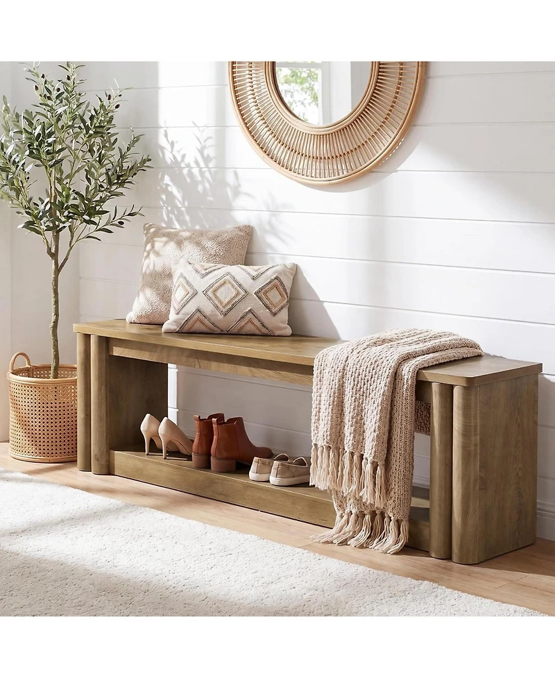 Tribesigns 70.8-Inch Long Entryway Shoe Bench, 2-Tier