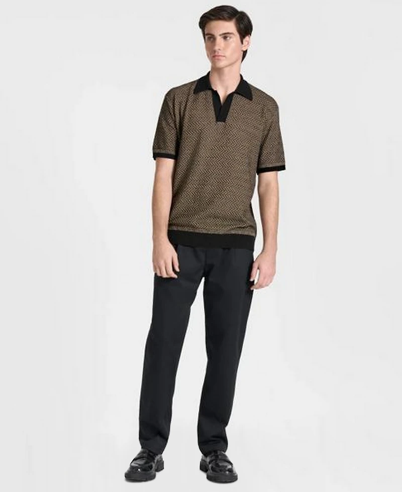 Ted by Baker Men's Eccleston V-Neck Herringbone Classic-Fit Polo Shirt