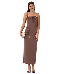 Rachel Rachel Roy Women's Aurea Midi Scoop Neck Sleeveless 3D Floral-Applique Dress