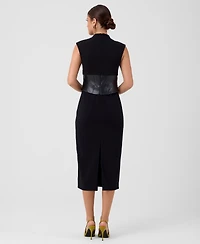 Rachel Rachel Roy Women's Donatella Mock Neck Sleeveless Corset Midi Dress