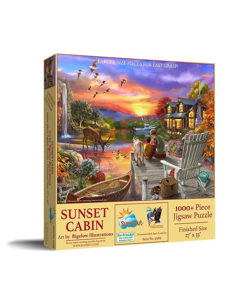 SunsOut Sunset Cabin 1000-Piece Large-Piece Jigsaw Puzzle, Ages 14+