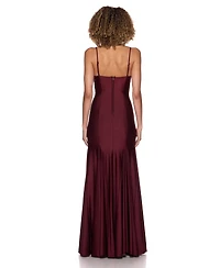 B Darlin Juniors' V-Neck Shiny Knit Gown