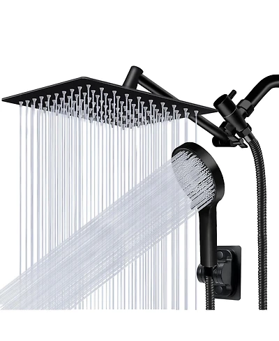Cyqbd 10" Shower Head Rain Handheld Spray Extension Arm Flow Regulator Bathroom System