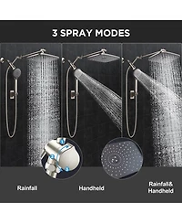 Cyqbd 11.8" Rain Shower Head Handheld Multi Spray Extension Arm Dual
