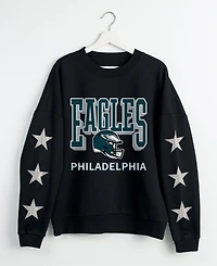 Gameday Couture Women's Black Philadelphia Eagles Pure Victory Rhinestud Star-Sleeve Pullover Sweatshirt