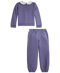 Polo Ralph Lauren Girls' 2T-6X Logo Fleece Sweatshirt and Pants, 2-Piece Set