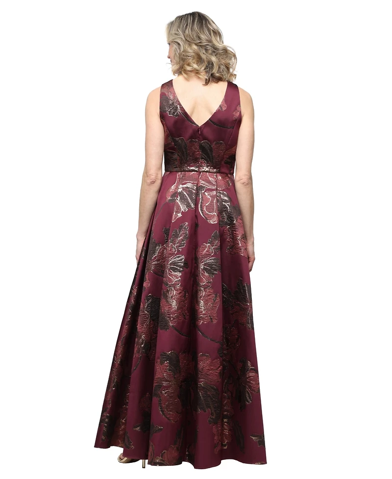 Alex Evenings Women's Floral-Print Boat Neck Sleeveless Dress