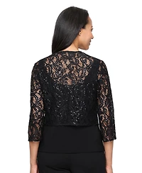 Alex Evenings Women's Sequin-Lace 3/4-Sleeve V-Neck Coverup