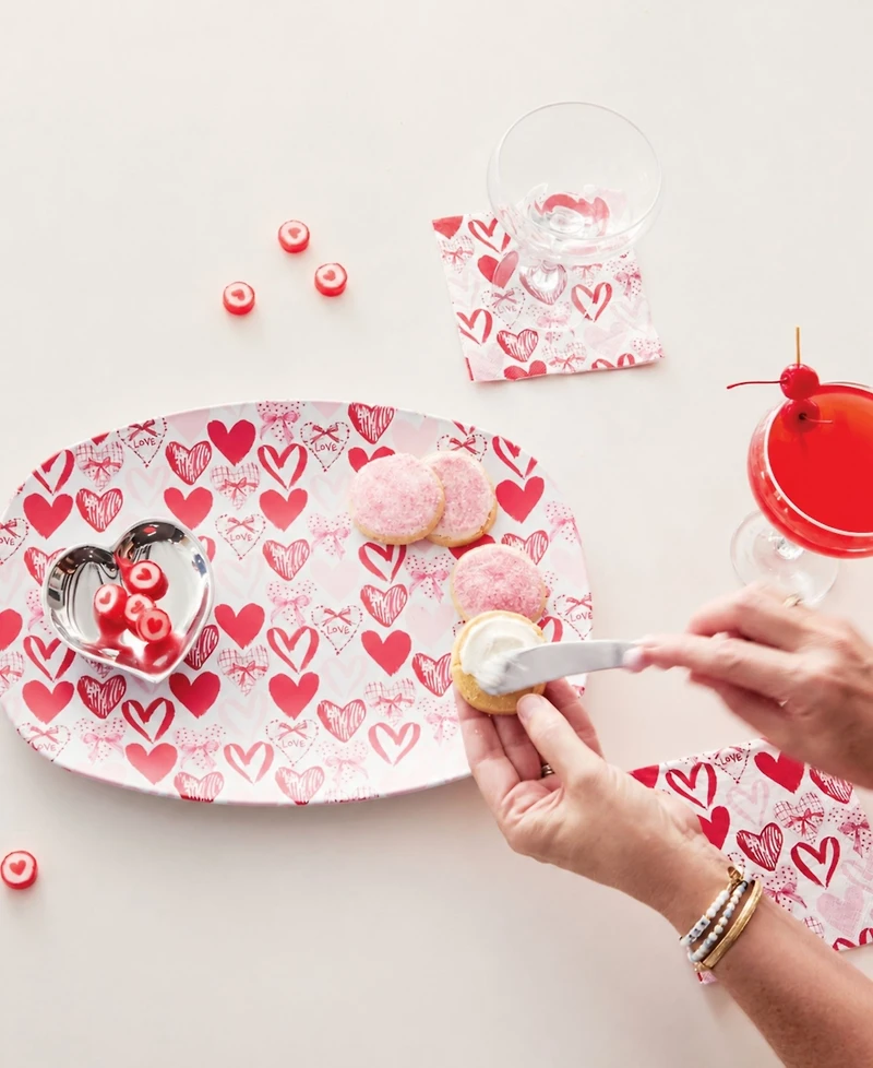 Mariposa Scattered Hearts Aluminum Serving Platter