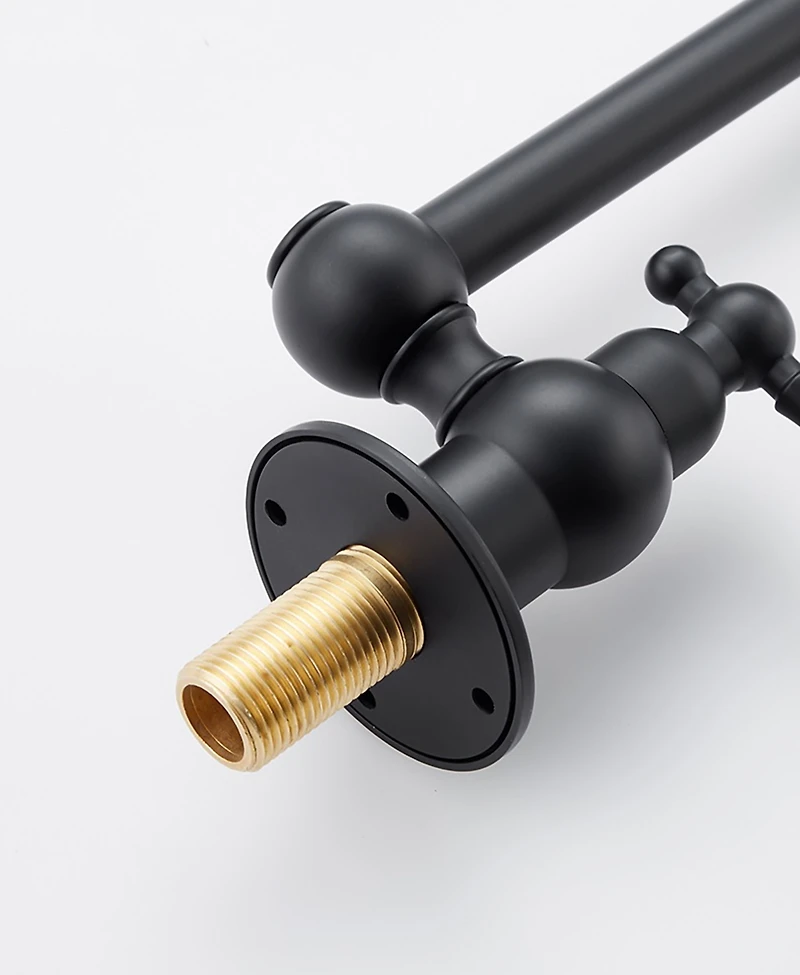Thirtypeachy Wall Mount Pot Filler Faucet, Folding Swivel Arm with Dual Handles and Brass Construction