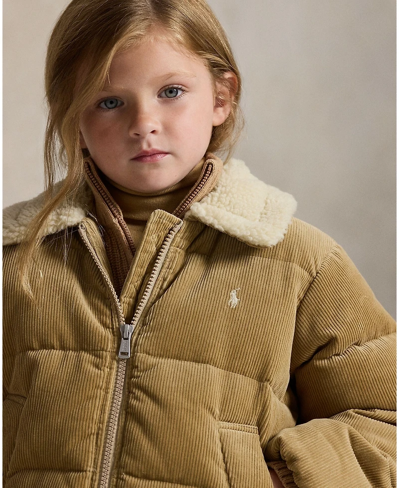 Polo Ralph Lauren Girls' 2T-6X Cotton Corduroy Down Jacket