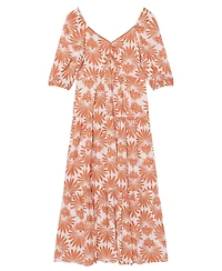 Mint Velvet Women's Floral V-Neck A-Line Midi Dress