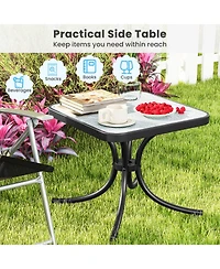 Mecale 20 in Tempered Glass Side Table with Rustproof Metal Frame