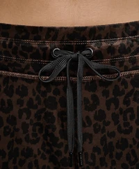 Dkny Sport Women's Leopard-Print Mid-Rise Velour Track Pants
