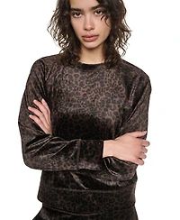 Dkny Sport Women's Leopard-Print Velour Raglan Pullover