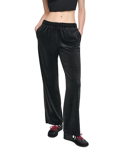 Dkny Sport Women's High-Rise Velour Straight Leg Pants