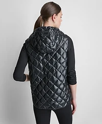 Dkny Sport Women's Hooded Diamond Quilt Vest
