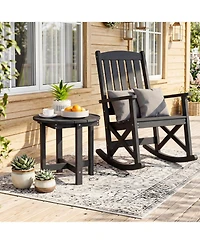 Mecale 18 Adirondack Round Side Table with Wood Grain Slats, Holds 66 lbs
