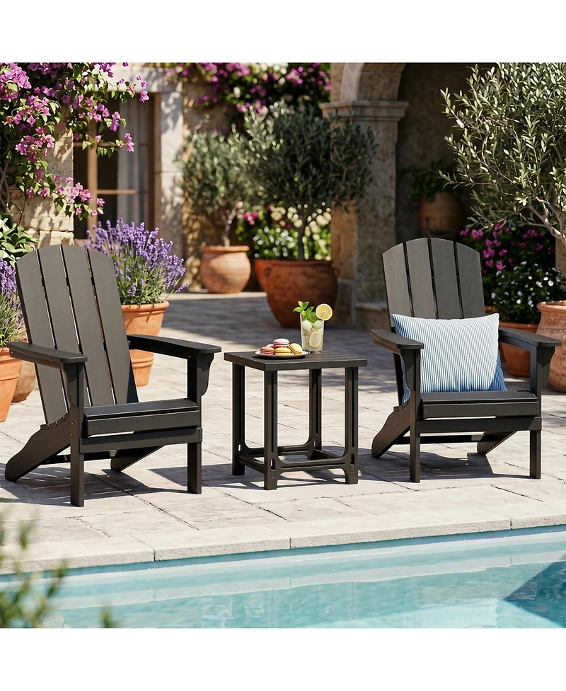 Mecale Set of 2 18.5 Slatted Adirondack Side Tables, Each Holds 315 lbs