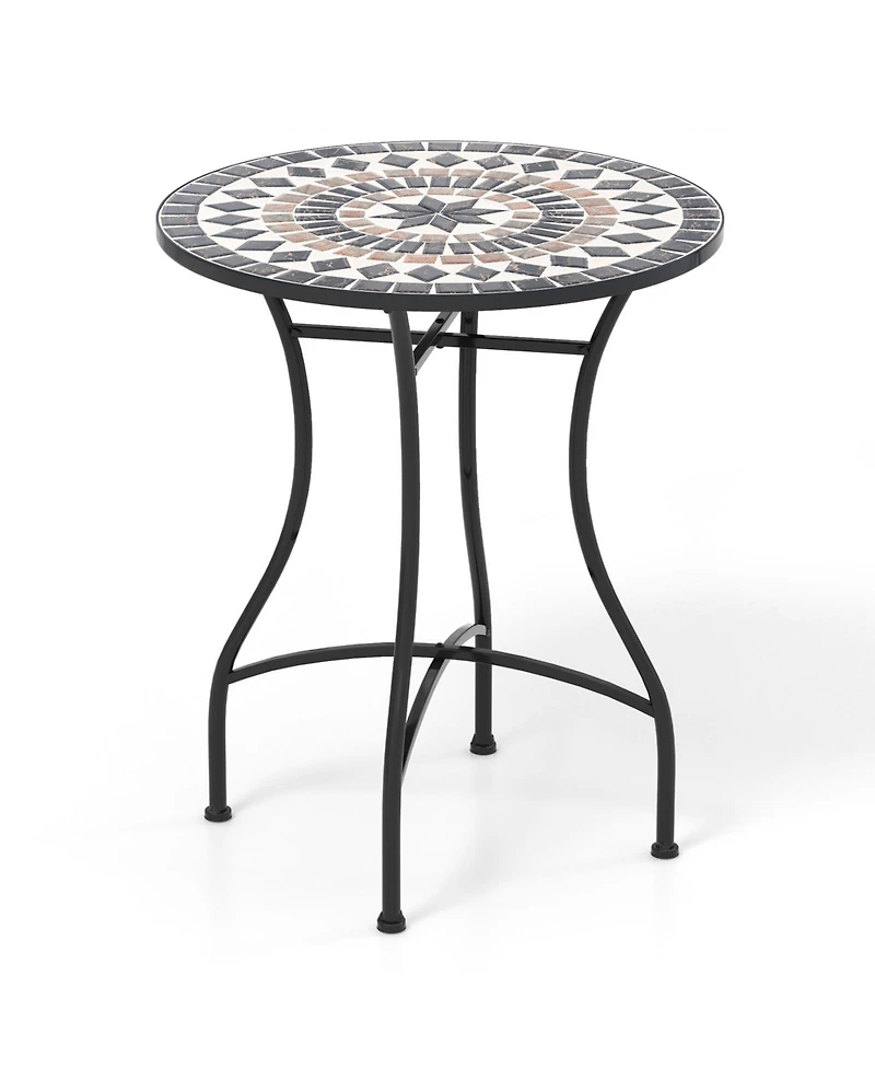 Mecale 24 Round Mosaic Bistro Table with Ceramic Tile Top, Holds 110 lbs
