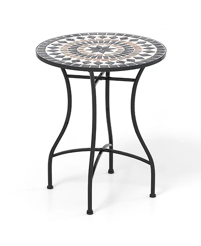 Mecale 24 Round Mosaic Bistro Table with Ceramic Tile Top, Holds 110 lbs