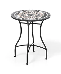 Mecale 24 Round Mosaic Bistro Table with Ceramic Tile Top, Holds 110 lbs