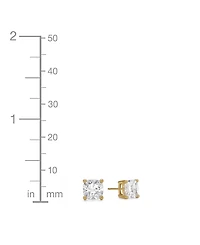 and Now This Cubic Zirconia Cushion Stud Earrings Silver Gold Plate