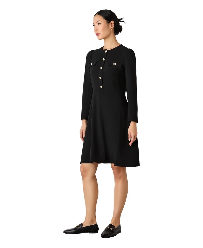 Finery London Women's Evie Long Sleeve Crepe Short Dress